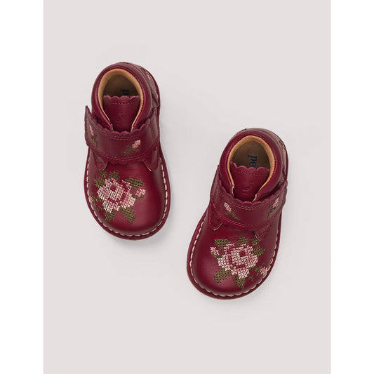Rose Scallop Velcro Boot | Fuschia