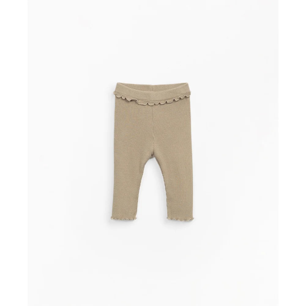 Beige Rüschen Rib Leggings mit gewelltem Bund für Kleinkinder und Babys