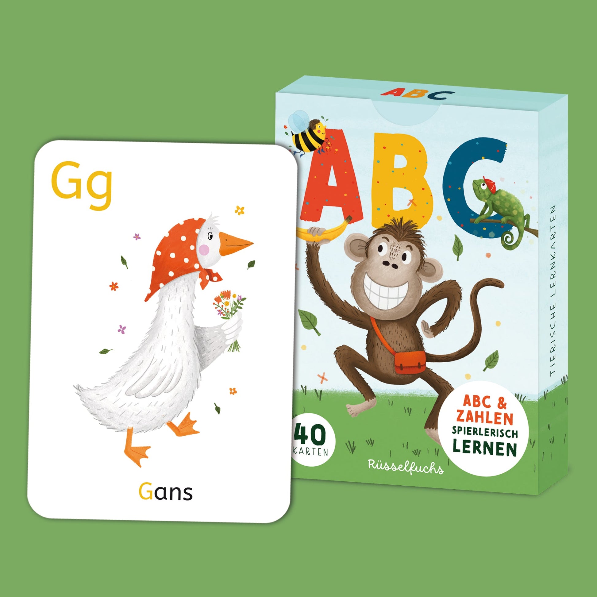 Rüsselfuchs ABC und Zahlen Lernkarten für Kinder