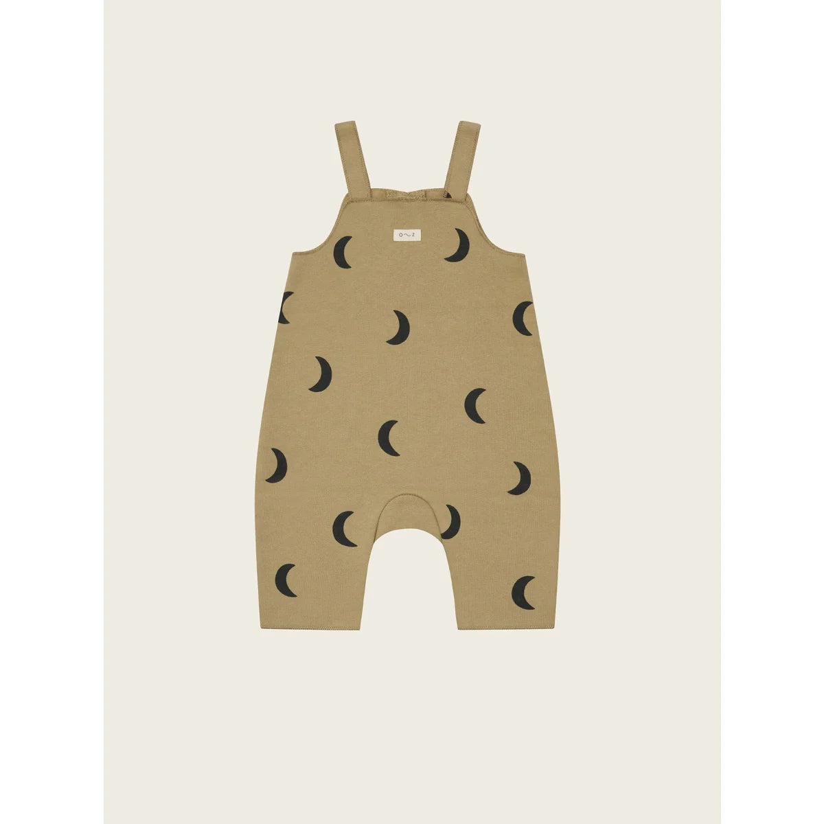 Tan Baby-Overalls mit schwarzem Halbmondmuster, Salopette Dusky Midnight