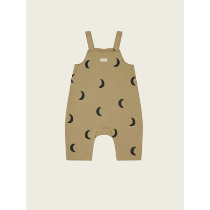 Tan Baby-Overalls mit schwarzem Halbmondmuster, Salopette Dusky Midnight