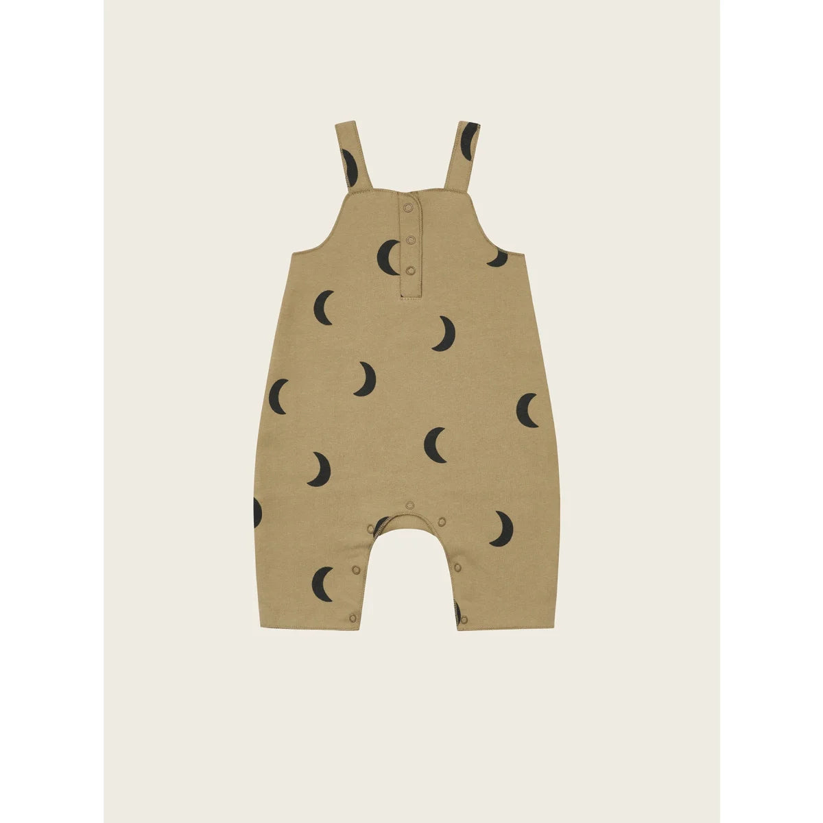Beige Baby-Salopette mit Mondmuster, verstellbaren Trägern und Schnappverschluss in Dusky Midnight