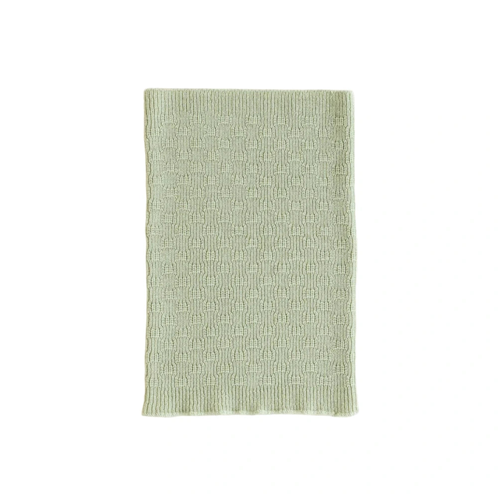 Leuchtend grüne, strukturierte gestrickte Schal Gigi Mint mit Rippenrand