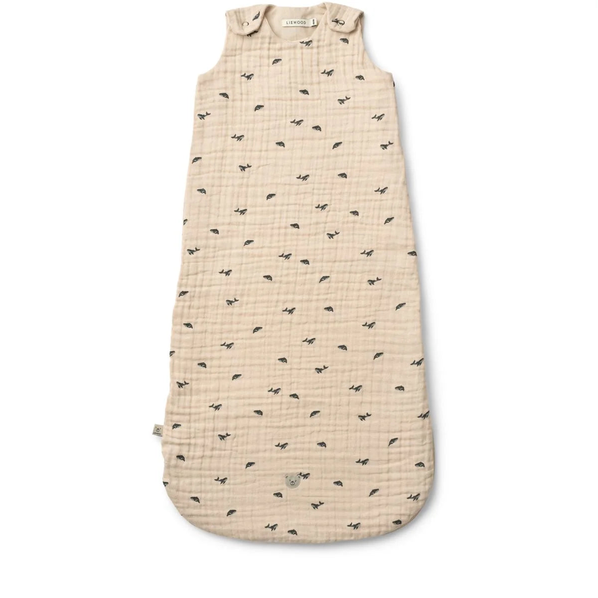 Beigen Baby-Schlafsack mit Vogelmuster aus dem Schlafsack FloraBedruckter Mini whale Sandy