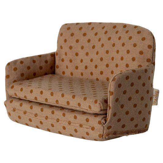 Tan Polka-Punkte Mini-Sessel Schlafsofa Maus mit Textilstruktur Rückseite