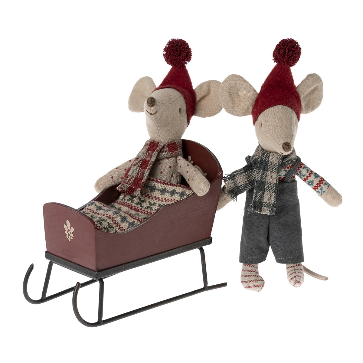 Maileg Schlitten Maus Rot