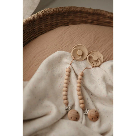 Holzspielzeug mit Perlen und kreisförmigen Elementen für Babyschnuller Moon Phase