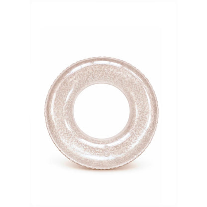 Schwimmring blushin coral rosa transparent mit floraler prägung und wellenrand ideal für ökologische baby- & kinderprodukte