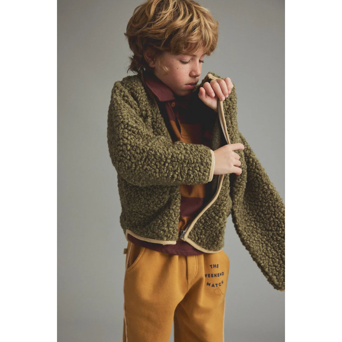 Cozmo Sherpa-Jacke Hugo in Green aus Wollmix