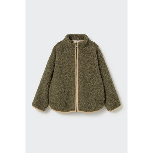 Cozmo Sherpa-Jacke Hugo Green, Vorderansicht mit Reissverschluss