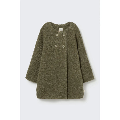 Cozmo Sherpa-Mantel Roma Green, Vorderansicht mit Knopfleiste