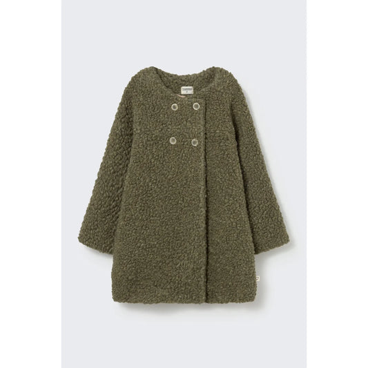 Cozmo Sherpa-Mantel Roma Green, Vorderansicht mit Knopfleiste