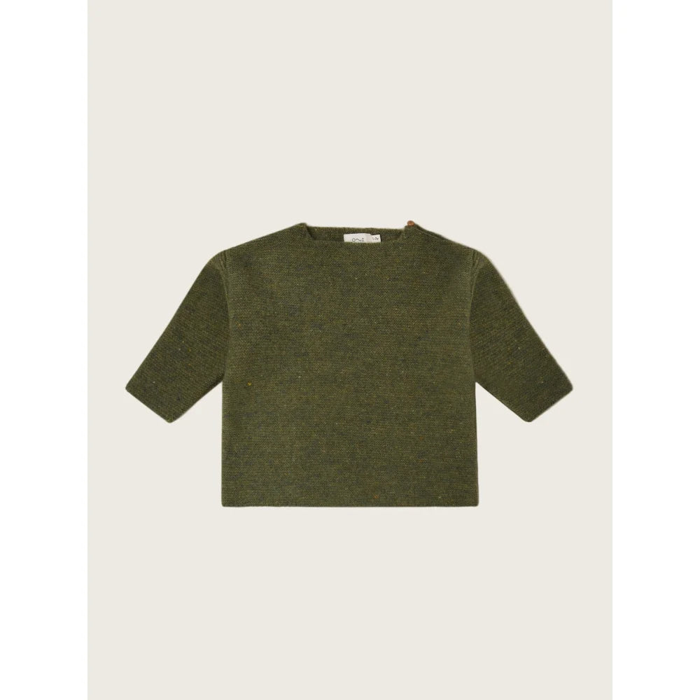 Olive grün strukturierter Longsleeve Pullover im Artischocke Stil