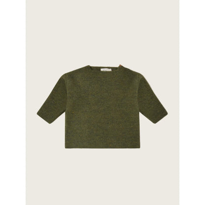 Olive grün strukturierter Longsleeve Pullover im Artischocke Stil