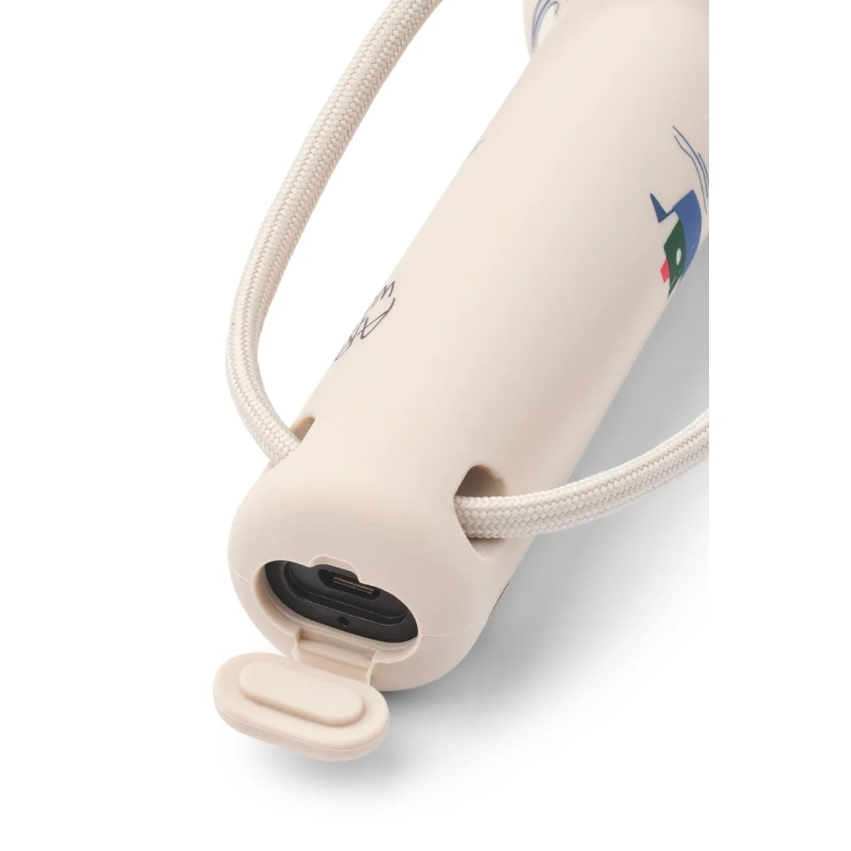 Silikon-Taschenlampe Gry mit Print: Beige Hülle, Cartoon-Design, USB-C, sanfte Beleuchtung