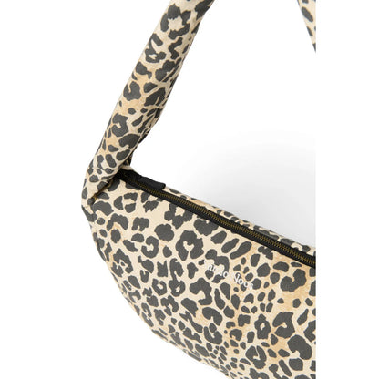 Beige-schwarze Leopard-Mini-Crossbody-Bag aus Baumwolle mit Reißverschluss