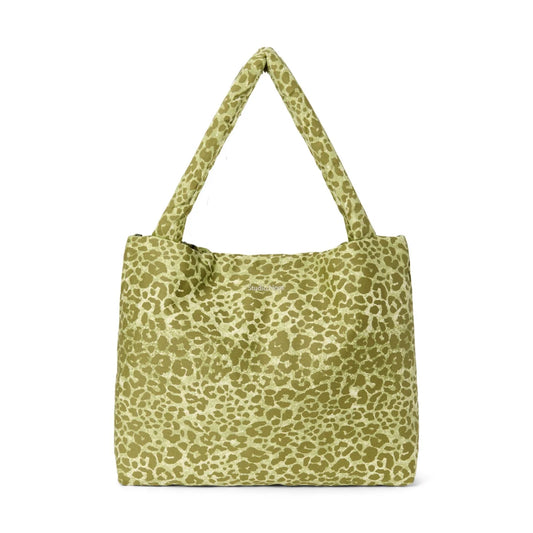Weiche Öko-Tex Baumwolle Studio Noos Tasche Grün Leopard Rückseite