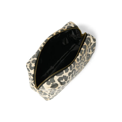 Offenes Leopardenmuster Kosmetiktasche aus Soft Cotton im Necessaire Stil