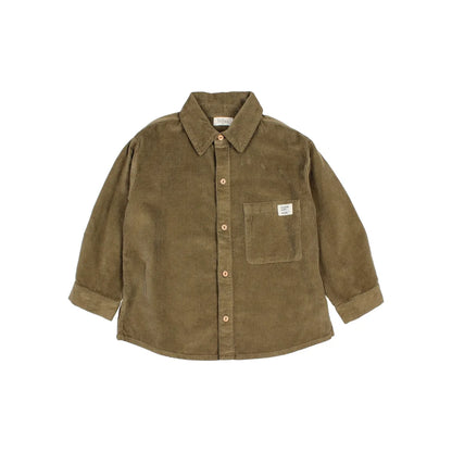Olivegrünes Corduroy-Button-down-Hemd vom Soft Velour Shirt Kaki Modell