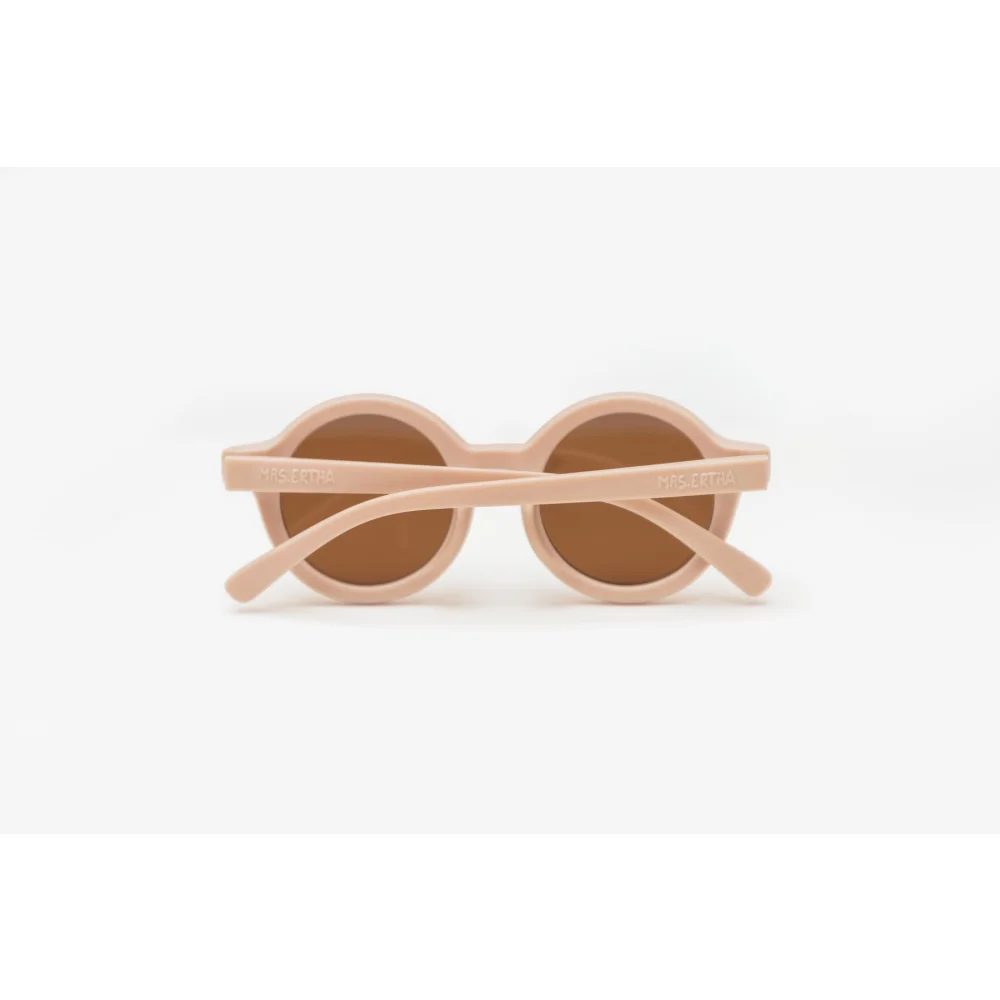 Beige-runde Sonnenbrille mit braunen Gläsern aus der Kollektion Soft Coral