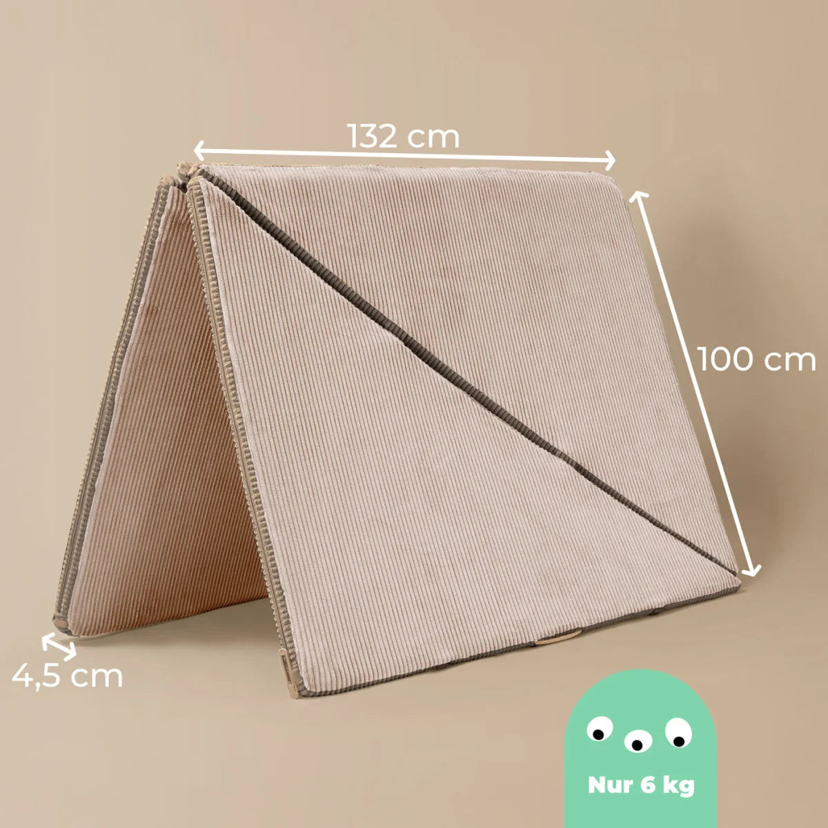 Beige Corduroy Spielmatte Foldee Almond Milk mit Reißverschluss