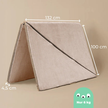 Beige Corduroy Spielmatte Foldee Almond Milk mit Reißverschluss