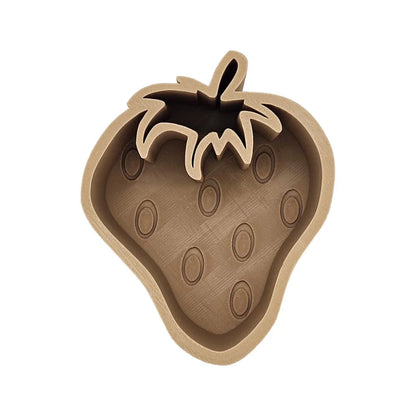 Hellbrauner Erdbeer-Schneideausstecher mit vertieften Samenmuster für Backkunst