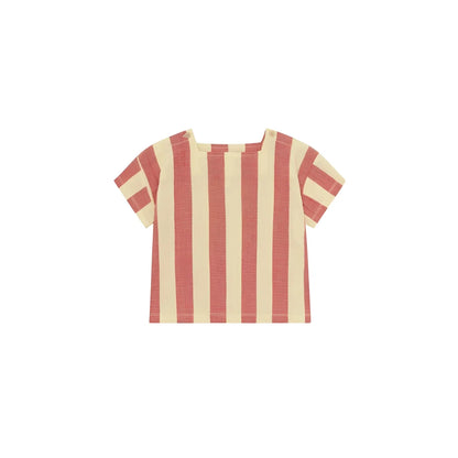 Quadrat-Ausschnitt T-Shirt Tomato Stripes, Koralle-Creme Streifen, Rückenansicht