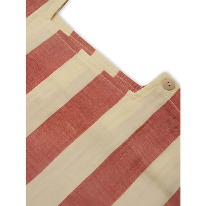 Quadrat-Ausschnitt T-Shirt Tomato Stripes: Terrakotta-Creme-Streifen, Leinenstruktur