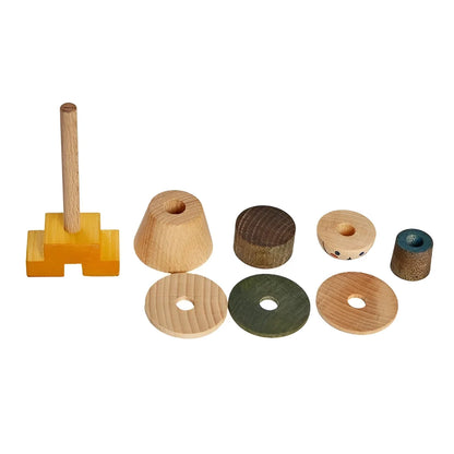 Natürliches stacking toy stick mit bunten holzteilen aus ökologische baby- & kinderprodukte ideal als geschenke für neugeborene