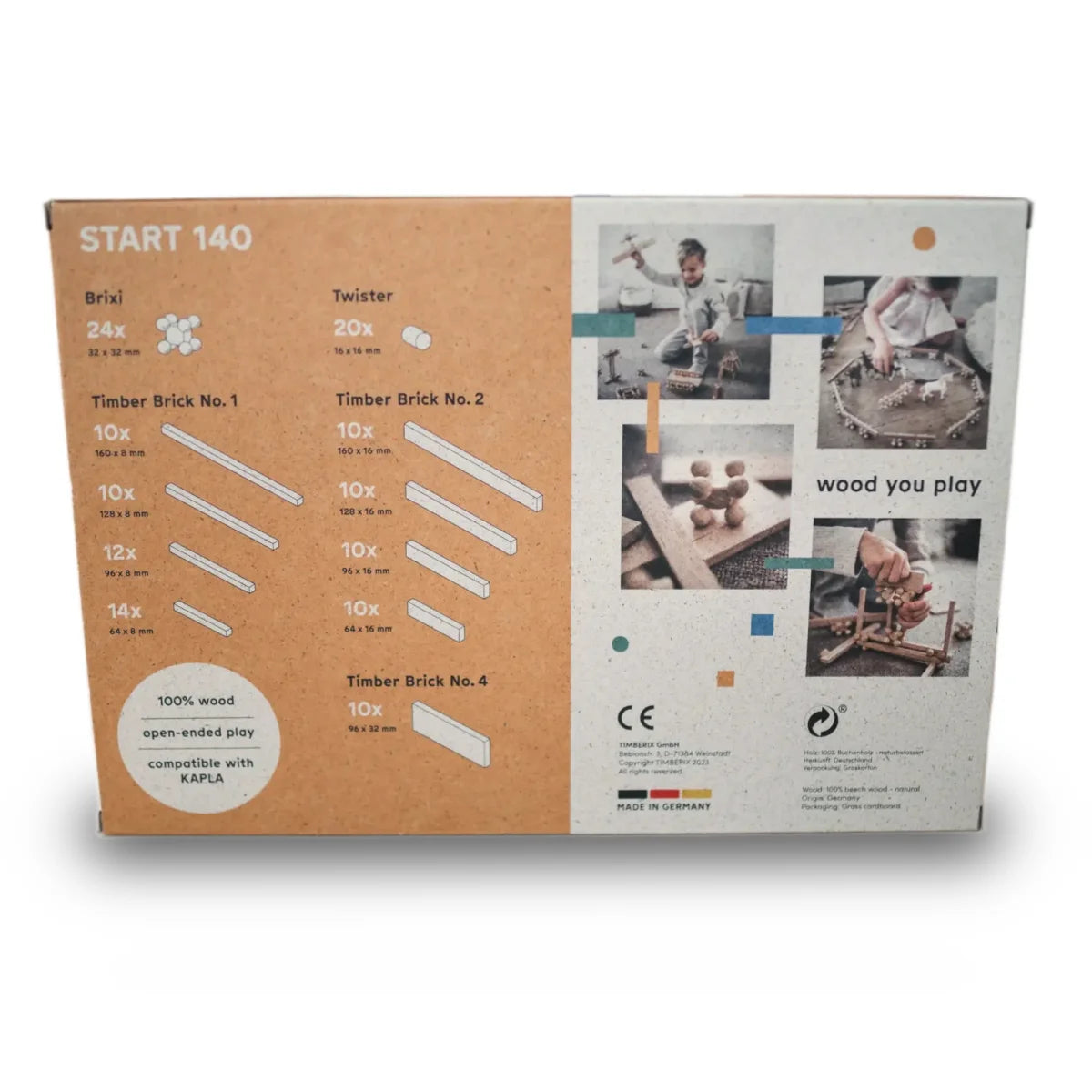 Start 140 Set mit natürlichen Holzbausteinen für offenes Spiel