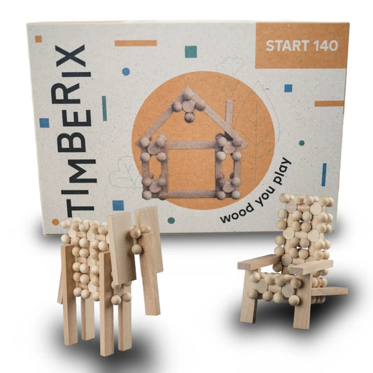 Timberix Start 140 Bausatz mit hellem Holz und Kugelverbindern