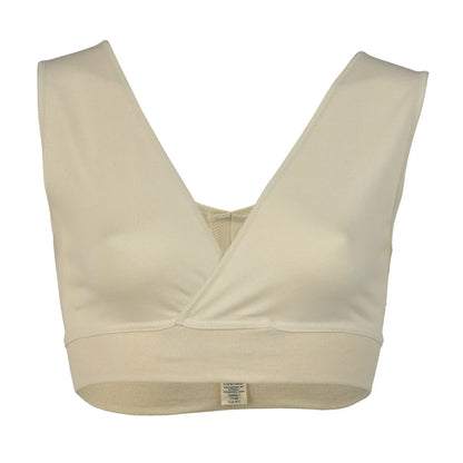 Cremefarbener Sport-BH mit V-Ausschnitt und breiten Schulterträgern, Still - BH | natur