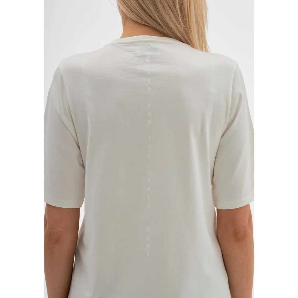 Weißes Damen-T-Shirt Still-T-Shirt Who run the world MUMS Off-White