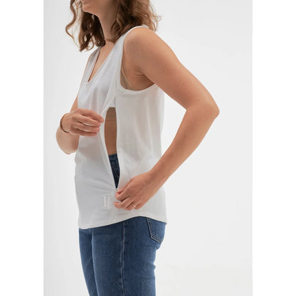Weiße Pflege-Top mit stilvollem Still-Tank-Top Design, in MUM we trust