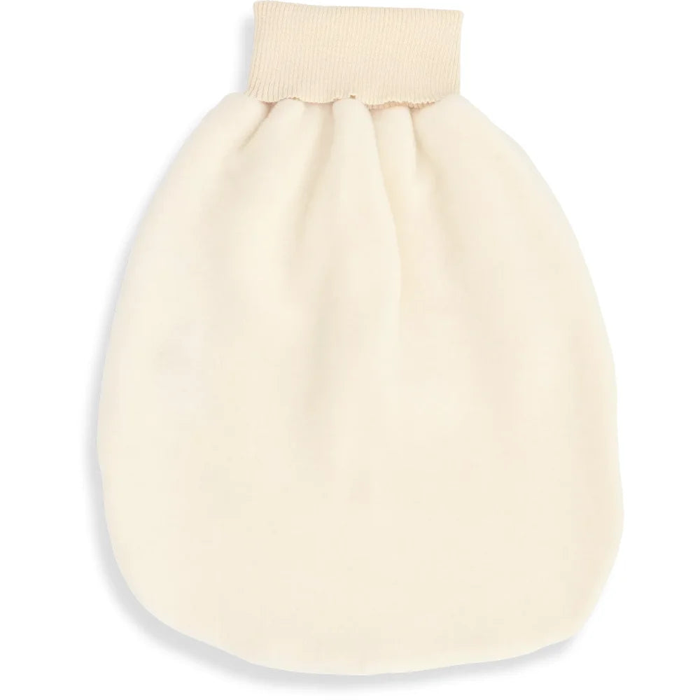 Cremeweißer Satin-Abendtasche Strampelsack natur, rund und strukturiert