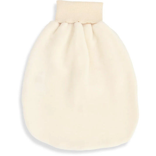 Cremeweißer Satin-Abendtasche Strampelsack natur, rund und strukturiert