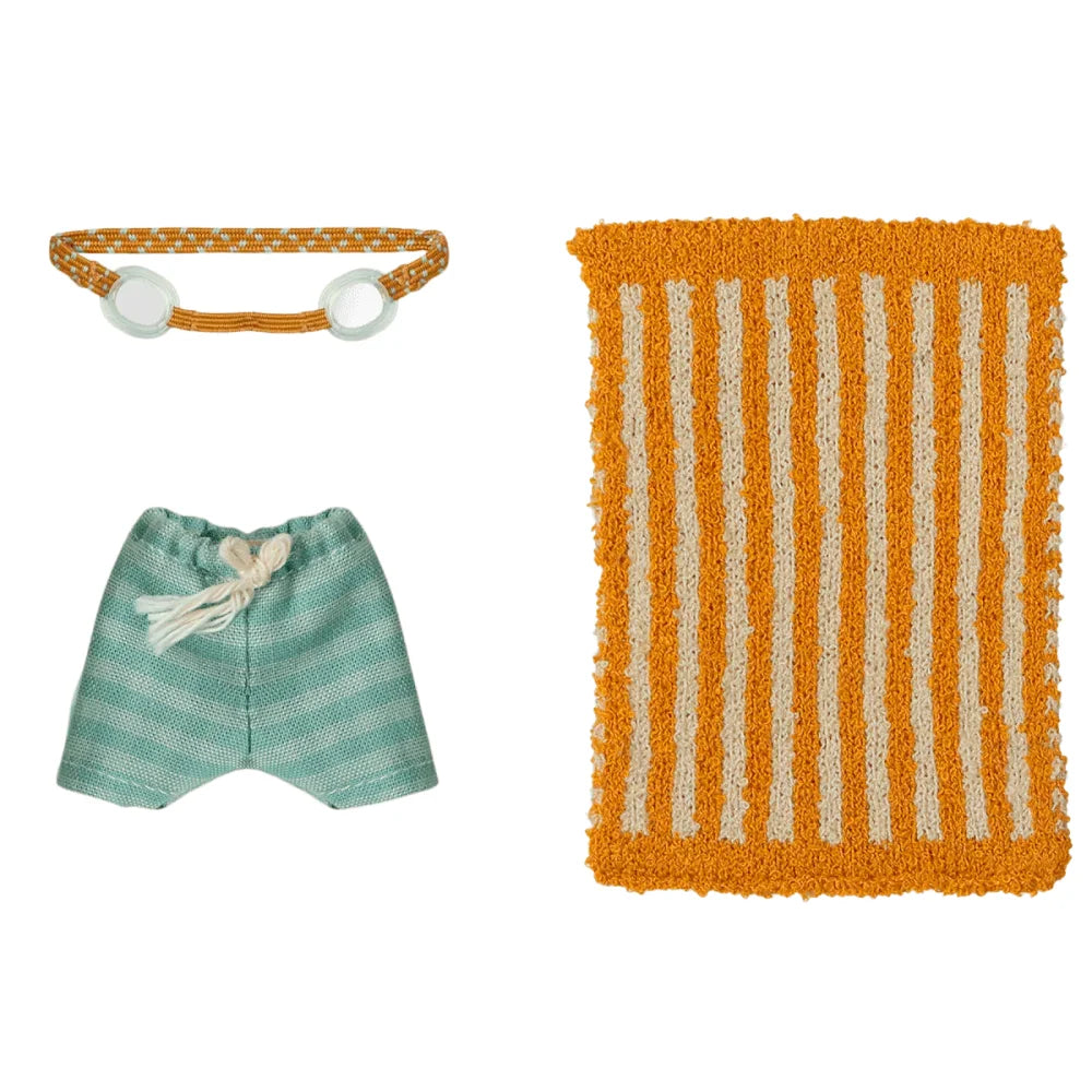 Orange-weiße gestreifte Badetuch oder Waschlappen im Set für großer Bruder Maus