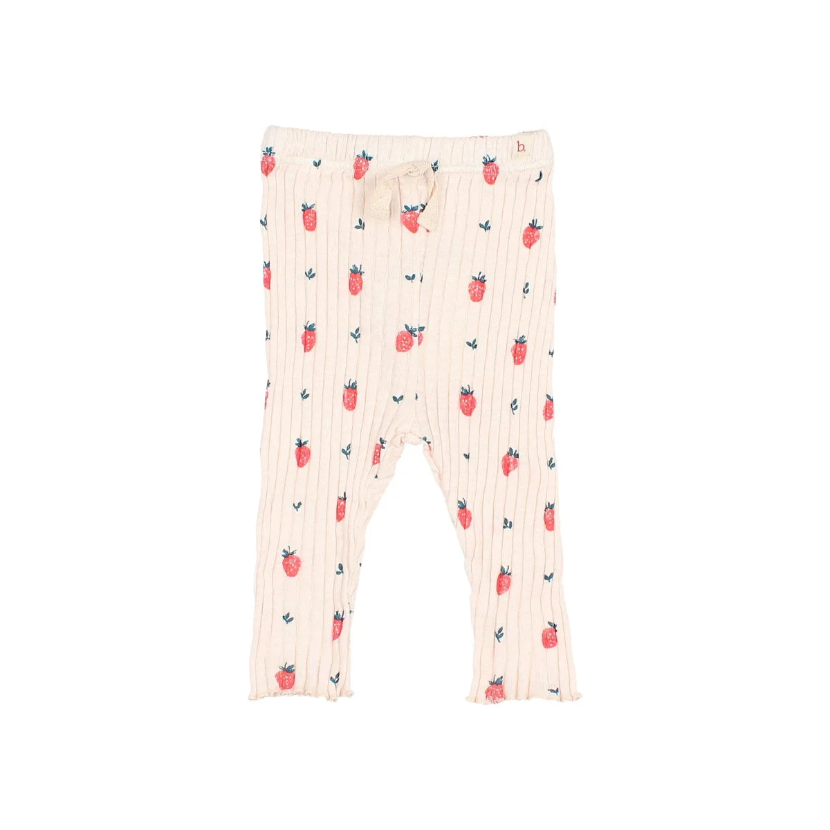 Erdbeer-Leggings Strawberry Legging Creme Rosa mit Erdbeeren und Blättern