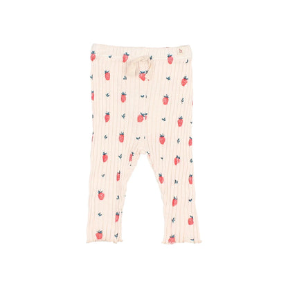 Erdbeer-Leggings Strawberry Legging Creme Rosa mit Erdbeeren und Blättern