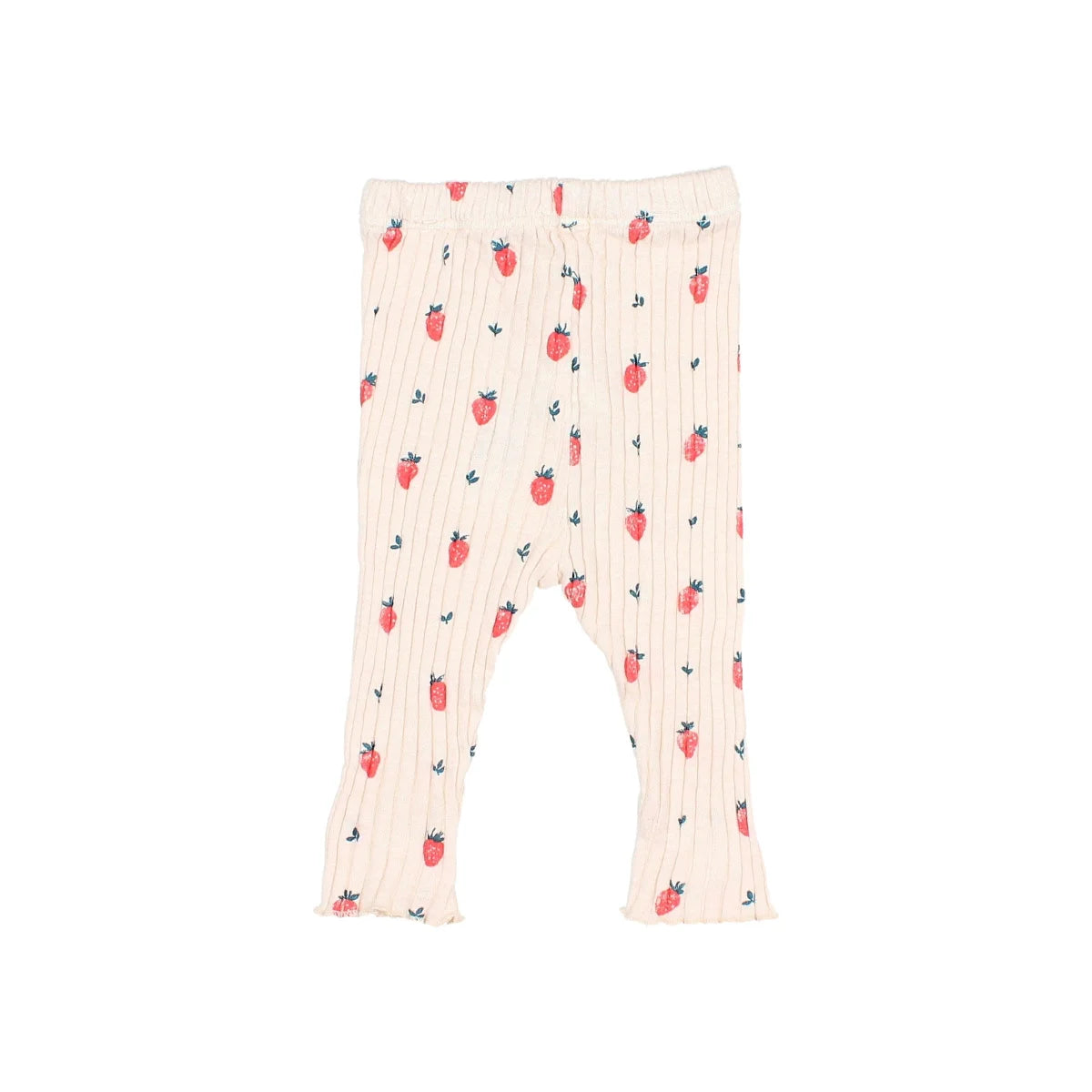 Cremefarbene Ripp-Leggings Strawberry Legging mit Erdbeeren