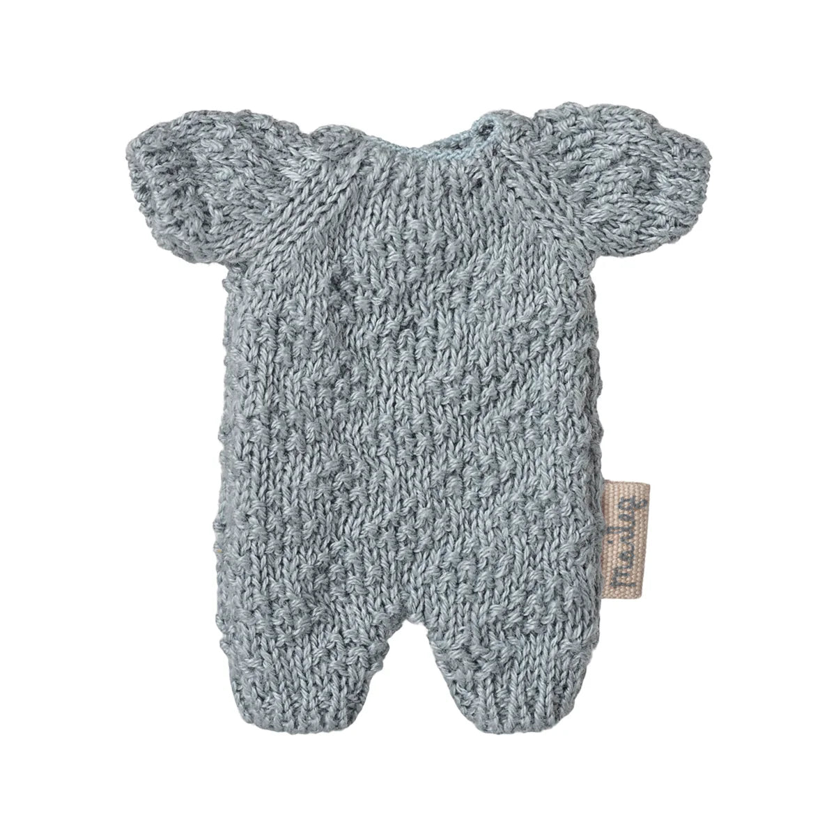 Strickanzug Mikro Blau: Hellgrauer Mikro-Strick-Hausschuhanzug mit kurzen Ärmeln