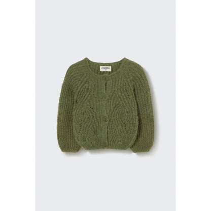 Cozmo Babystrickjacke India Green, Detail des Wellenmusters