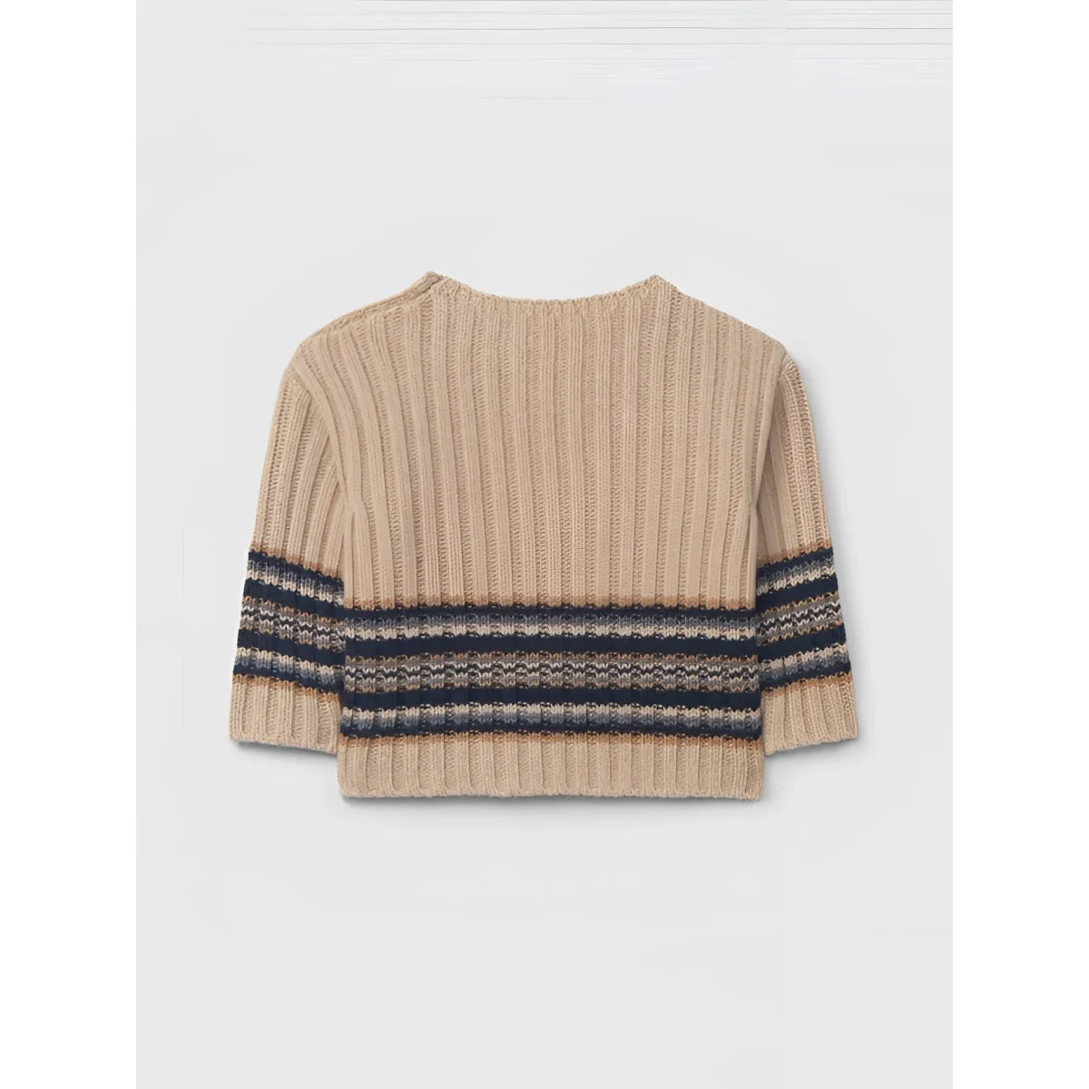 Snug Strickpullover mit Streifenbund in Indigo – Ansicht 2