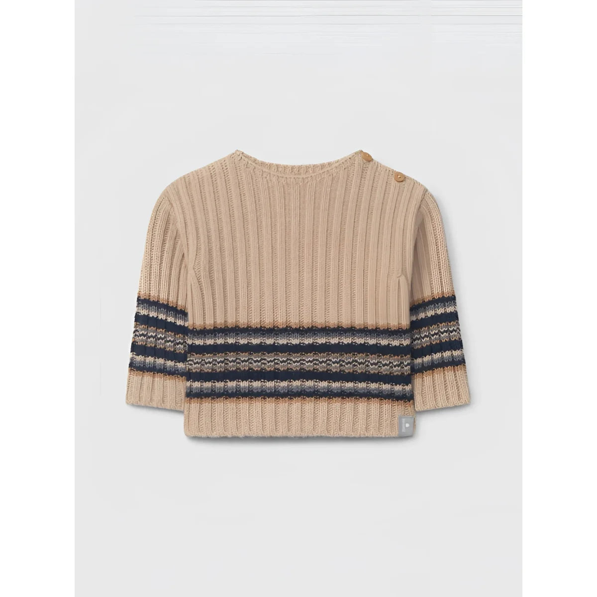 Snug Strickpullover mit Streifenbund in Indigo – Ansicht 1