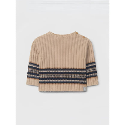 Snug Strickpullover mit Streifenbund in Indigo – Ansicht 1