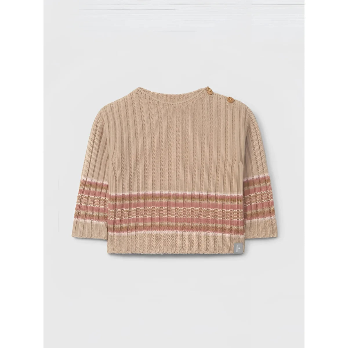 Snug Strickpullover mit Streifenbund in Rosa – Ansicht 1