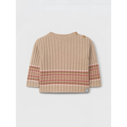 Snug Strickpullover mit Streifenbund in Rosa – Ansicht 1