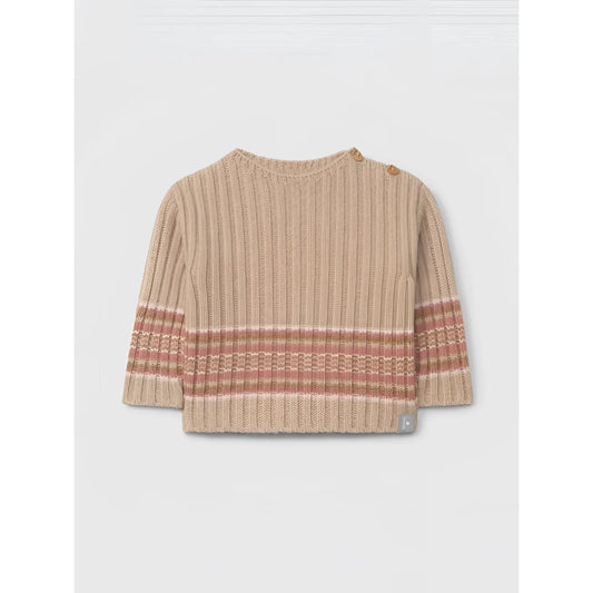 Snug Strickpullover mit Streifenbund in Rosa – Ansicht 1