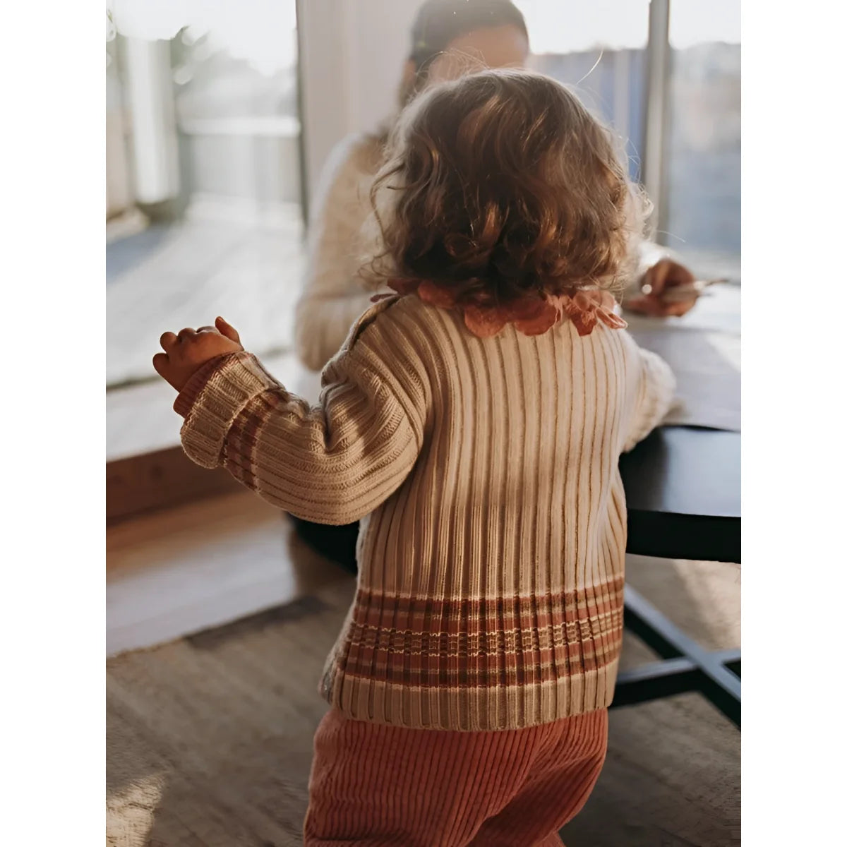 Snug Strickpullover mit Streifenbund in Rosa – Ansicht 4
